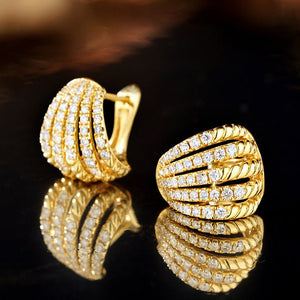 Retro Fashion Line Multi - layer Earrings With Dense Inlay - Zambeel