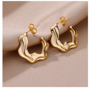 Retro Geometric Stainless Steel Earrings For Women - Zambeel