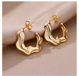 Retro Geometric Stainless Steel Earrings For Women - Zambeel