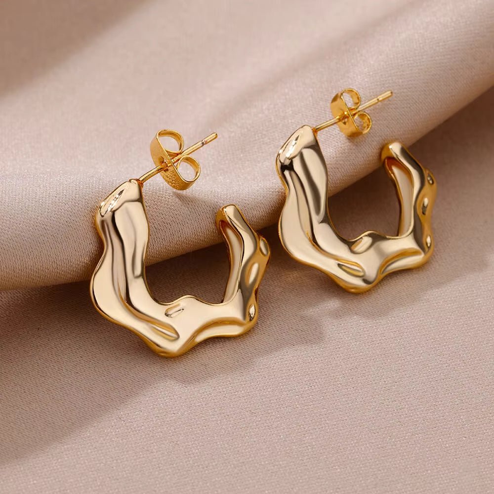 Retro Geometric Stainless Steel Earrings For Women - Zambeel