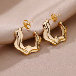 Retro Geometric Stainless Steel Earrings For Women - Zambeel