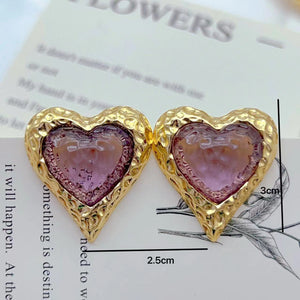 Retro Glass Temperament Texture Ear Studs - Zambeel
