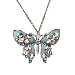 Retro Hollow - Out Dripping - Oil Butterfly Sweater Chain Necklace - Zambeel