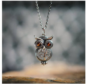 Retro New Ruby Tree Of Life Owl Necklace - Zambeel