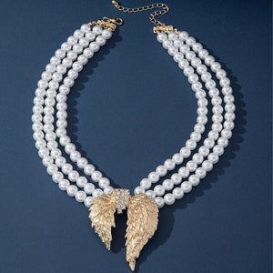 Retro Pearl Wings Multi - layer Necklace - Zambeel