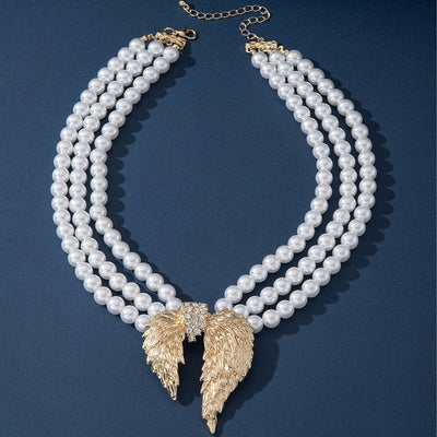 Retro Pearl Wings Multi - layer Necklace - Zambeel