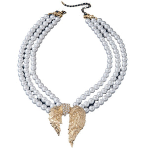 Retro Pearl Wings Multi - layer Necklace - Zambeel