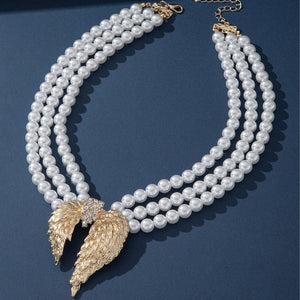 Retro Pearl Wings Multi - layer Necklace - Zambeel