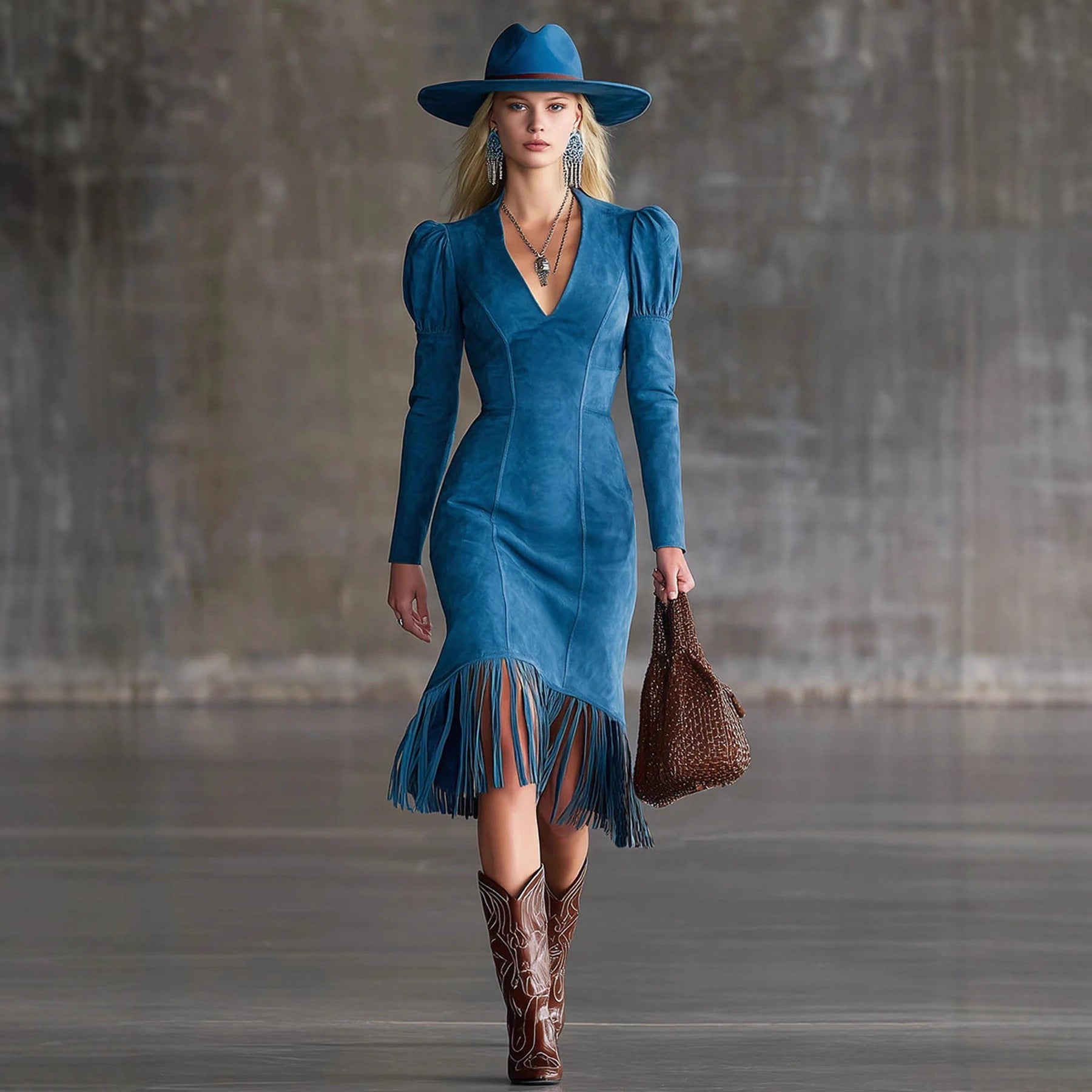 Retro Suede Fringe Sleeveless Mini Dress - Zambeel
