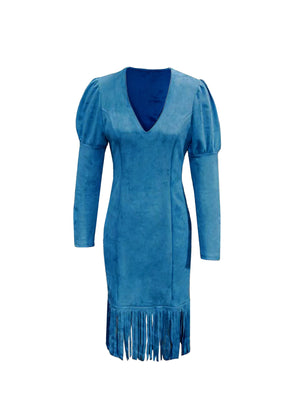 Retro Suede Fringe Sleeveless Mini Dress - Zambeel