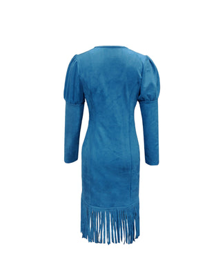 Retro Suede Fringe Sleeveless Mini Dress - Zambeel