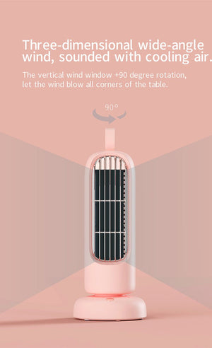 Retro Tower Fan Usb Charging Mini Fan Home Desktop Office Fan Dormitory Indoor Silent Shaking Head Fan - Zambeel