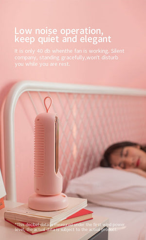 Retro Tower Fan Usb Charging Mini Fan Home Desktop Office Fan Dormitory Indoor Silent Shaking Head Fan - Zambeel