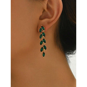 Retro Water - drop Stud Earrings Inlaid With Wheat Motifs - Zambeel