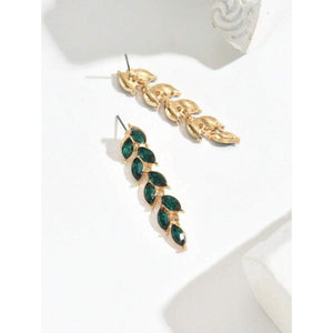 Retro Water - drop Stud Earrings Inlaid With Wheat Motifs - Zambeel