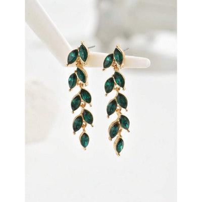 Retro Water - drop Stud Earrings Inlaid With Wheat Motifs - Zambeel