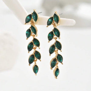 Retro Water - drop Stud Earrings Inlaid With Wheat Motifs - Zambeel