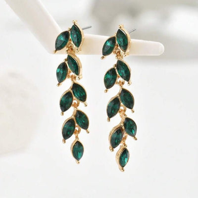 Retro Water - drop Stud Earrings Inlaid With Wheat Motifs - Zambeel