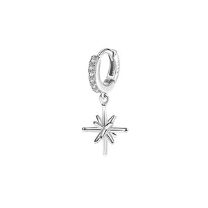 Rhinestone Stereo Eight Awn Star Ear Clip Simple Zircon Planet Short Earrings - Zambeel