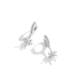 Rhinestone Stereo Eight Awn Star Ear Clip Simple Zircon Planet Short Earrings - Zambeel