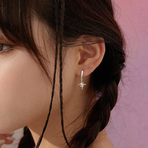 Rhinestone Stereo Eight Awn Star Ear Clip Simple Zircon Planet Short Earrings - Zambeel