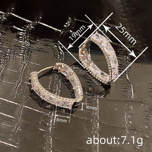 Ring Ear Ring Female Inlaid Zircon Geometry - Zambeel