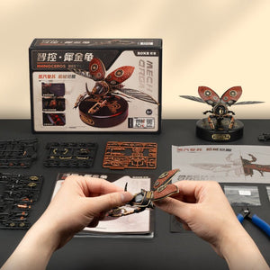 Robotime Rokr Metal 3D Puzzles Games Rhinoceros Beetle Punk Style Gift For Birthday Easy Assembly Mechanical Design Toys - MI01 - Zambeel