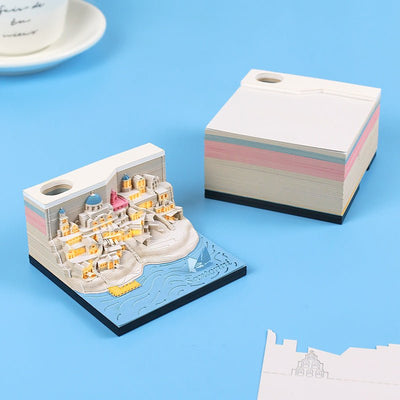 Romantic Santorini 3d Notepad Paper Carving Building Model Lighting Decoration - Zambeel