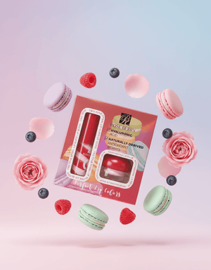 Rose Berry - Two Tone Lip Gloss & Lip Balm Set - Zambeel