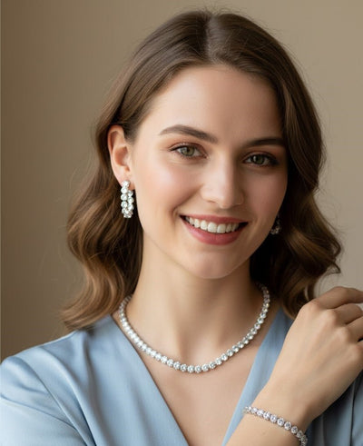 Round Cut Diamond - Style Crystal Jewelry Set - Zambeel