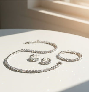 Round Cut Diamond - Style Crystal Jewelry Set - Zambeel