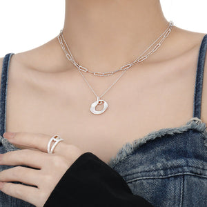 Round Hollow Diamond - studded Necklace Women's Cold Style - Zambeel