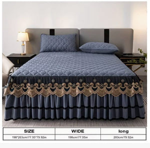 Royal Velvet Bedspread with Decorative Ruffled Skirt - Zambeel