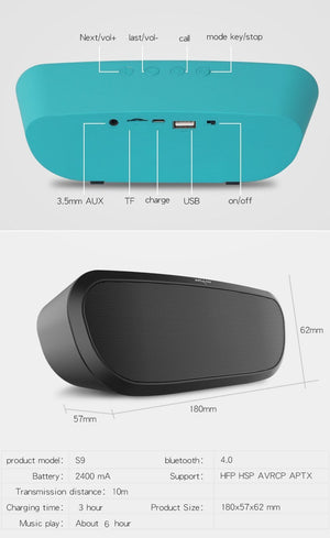 S9 Wireless Bluetooth Speaker Card Audio Mini Bass - Zambeel