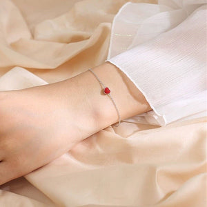 S925 Silver Bracelet Female Korean Style Red Heart Bracelet - Zambeel