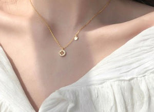 S925 Silver Diamond Clover Element Round Necklace Elegant Sweet Style Clavicle Chain Female - Zambeel