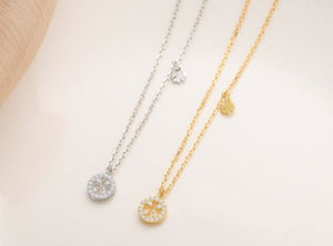 S925 Silver Diamond Clover Element Round Necklace Elegant Sweet Style Clavicle Chain Female - Zambeel