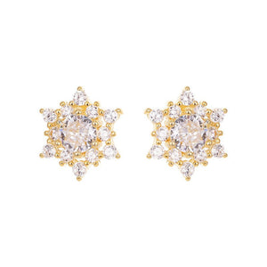 S925 Silver French Snowflake Zircon Stud Earrings - Zambeel