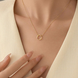 S925 Silver Minimalist Openwork Circle Under Banyan Tree Women's All - match Fashion Ring Necklace - Zambeel