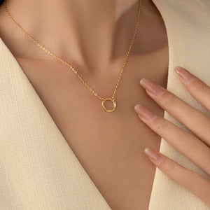 S925 Silver Minimalist Openwork Circle Under Banyan Tree Women's All - match Fashion Ring Necklace - Zambeel