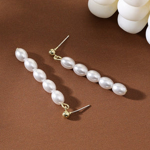 S925 Silver Needle Rice - Grain Pearl Earrings For Women French Style - Zambeel