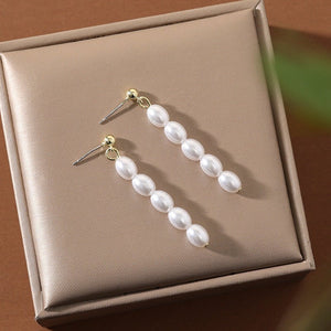 S925 Silver Needle Rice - Grain Pearl Earrings For Women French Style - Zambeel
