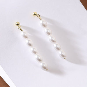 S925 Silver Needle Rice - Grain Pearl Earrings For Women French Style - Zambeel