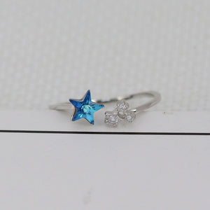 S925 Sparkling Blue Star Index Finger Ring - Zambeel