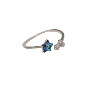 S925 Sparkling Blue Star Index Finger Ring - Zambeel