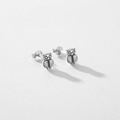 S925 Sterling Silver Creative Design Cute Owl Stud Earrings For Women - Zambeel