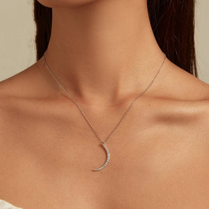 S925 Sterling Silver Crescent Moon Jewelry Necklace With Platinum Plating And Zircon - Zambeel