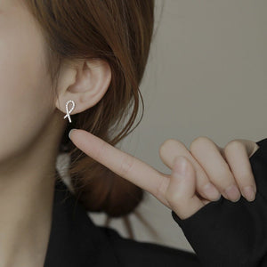 S925 Sterling Silver Cross Stud Earrings For Women New Korean Style Simple - Zambeel