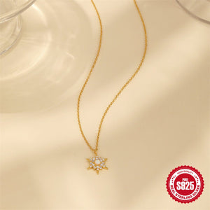 S925 Sterling Silver Diamond - Encrusted Opal Sunflower Clavicle Necklace - Zambeel