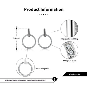 S925 Sterling Silver Diamond Stud Earrings Hollow Circle - Zambeel